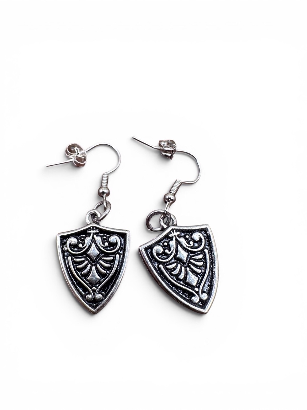 Shield Drop Earrings in Silver - Women's Jewelry